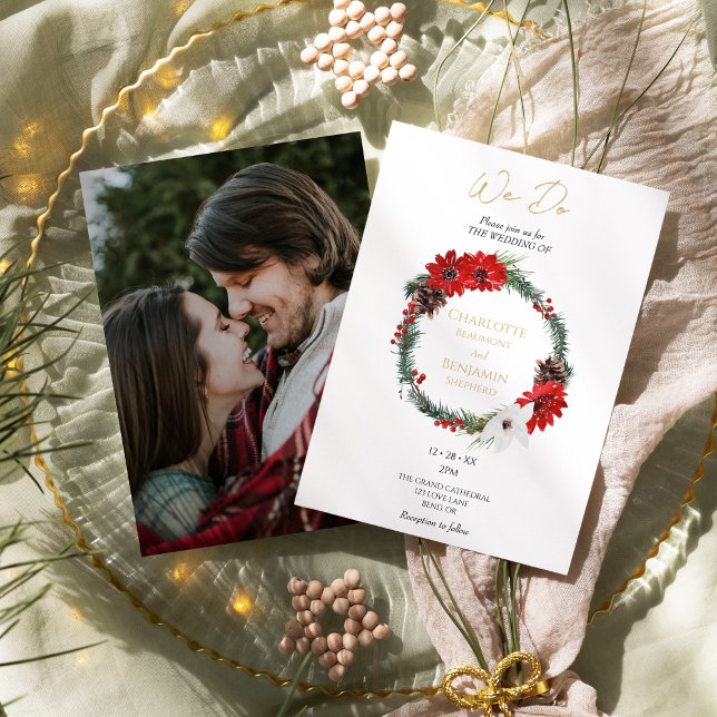 Invitación Navidades clásicos Boda de fotografía moderno We D (Subido por el creador)