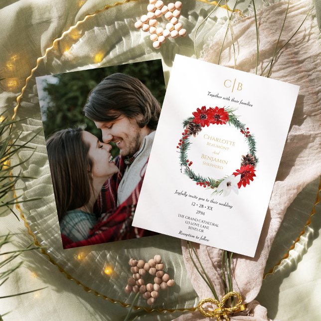 Invitación Navidades clásicos Boda fotográfico monograma mode (Subido por el creador)