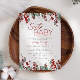 Invitación Navidades clásicos Greenery Santa Baby Shower