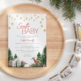 Invitación Navidades clásicos Santa Baby Shower