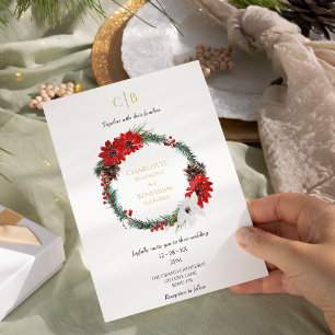 Invitación Navidades clásicos simples Boda de monograma moder