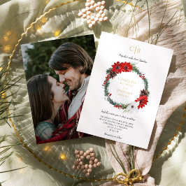 Invitación Navidades clásicos simples Boda fotográfico monogr