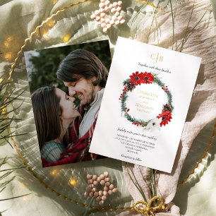 Invitación Navidades clásicos simples Boda fotográfico monogr