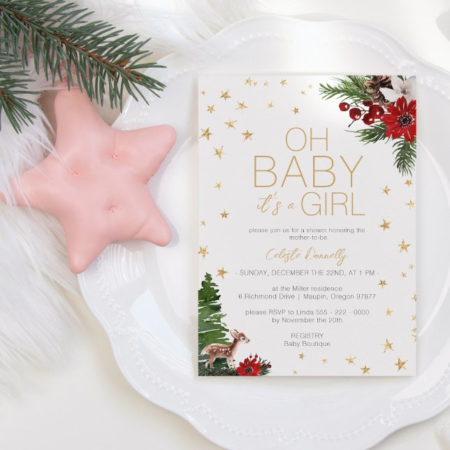 Invitación Navidades clásicos simples White Oh Baby Girl Show (Subido por el creador)