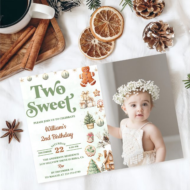 Invitación Navidades cocina dos dulces fotos de cumpleaños (Subido por el creador)