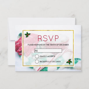 Invitación Navidades Cocoa Candy Cane Scarf & Glove RSVP