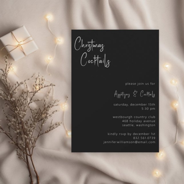 Invitación Navidades cócteles fiesta de vacaciones con escrit (Subido por el creador)