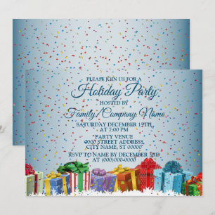 Invitación Navidades Colorful Gifts Fiesta de vacaciones