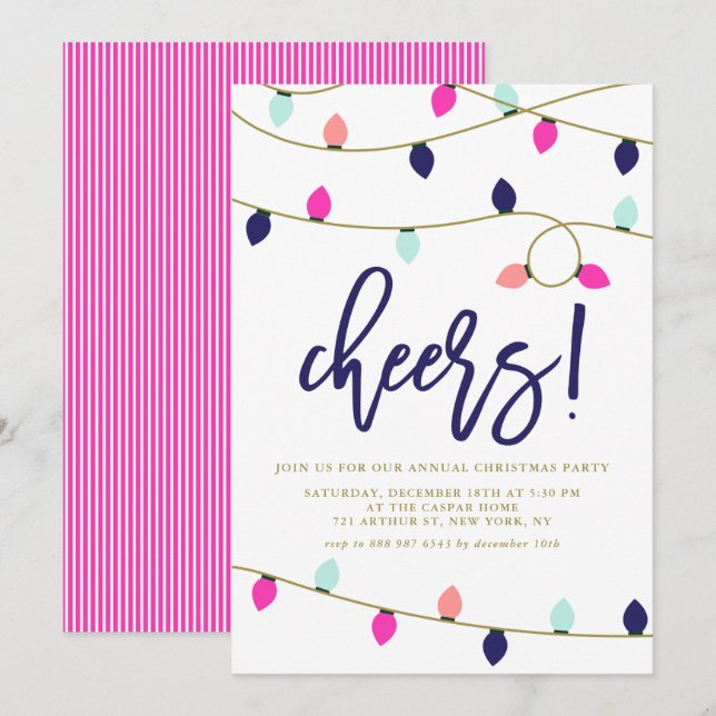 Invitación Navidades coloridos iluminan a Navidades Fiesta (Anverso / Reverso)