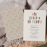 Invitación Navidades Coloridos Y Festividades Comen Bebida Y<br><div class="desc">Este Navidad festivo y colorido come bebidas y ser alegre invitación es perfecto para su fiesta Navidad divertido, creativo y brillante. Su original y lúdico tipo de letra moderna en rojo, beho bronceado y verde claro y oscuro crean un ambiente estacional alegre. Si buscas alegrar el oscuro invierno de tus...</div>