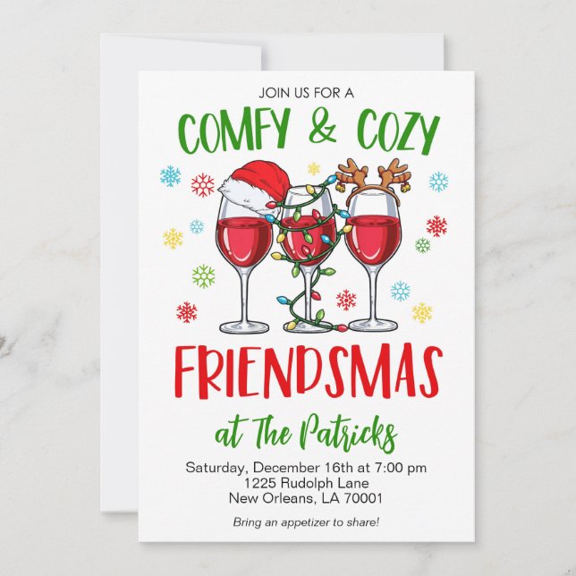 Invitación Navidades cómodos Friendsmas (Anverso)