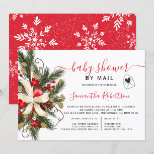 Invitación Navidades con acuarela floral ducha de bebé por co