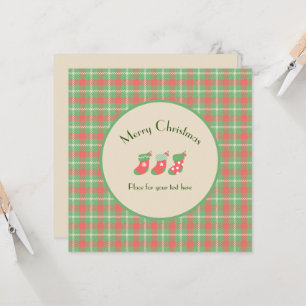 Invitación Navidades con base verde de Plaid