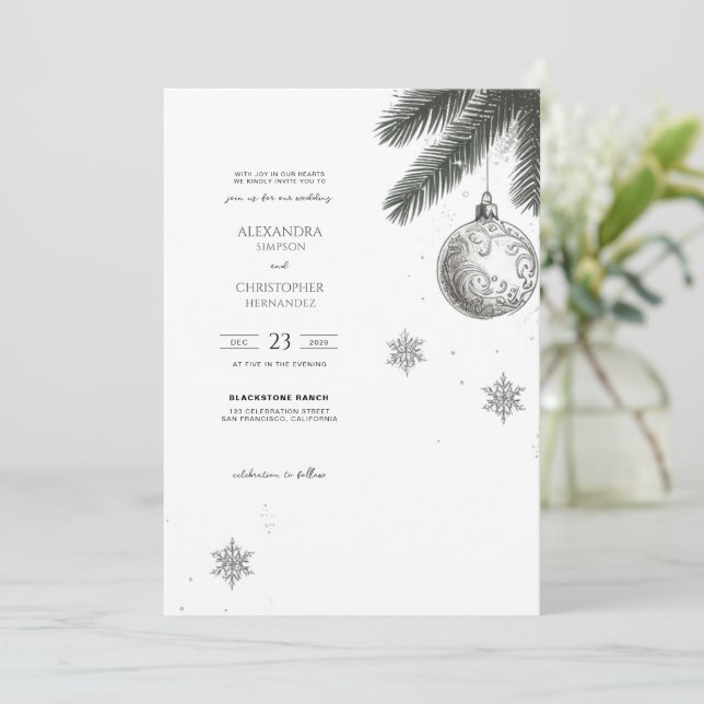 Invitación Navidades con Boda de detalles (Anverso de pie)