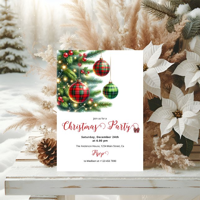 Invitación Navidades con bolas verdes y rojas (Subido por el creador)