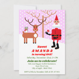 Invitación Navidades con fiesta de cumpleaños de Santa Claus