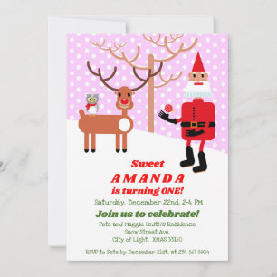 Invitación Navidades con fiesta de cumpleaños de Santa Claus