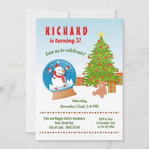 Invitación Navidades con la fiesta de cumpleaños de Snowman