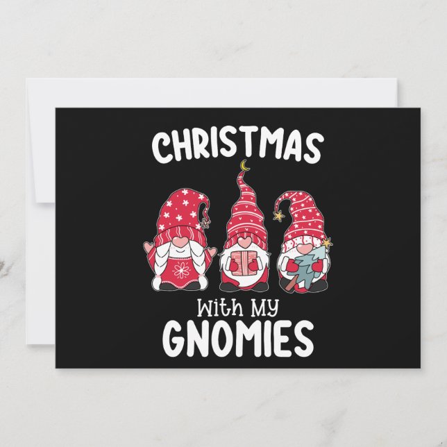 Invitación Navidades Con Mi Gnome De Vacaciones De Gnomies (Anverso)
