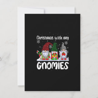 Invitación Navidades con mi Gnomies Cute Gnome Buffalo Plaid