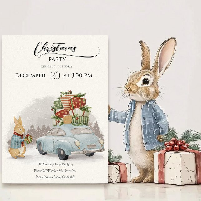 Invitación Navidades Conejo Peter y Auto (Subido por el creador)