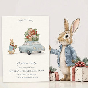 Invitación Navidades Conejo Peter y Auto