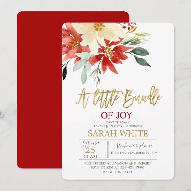 Invitación Navidades Conjunto de alegría invierno Baby Shower (Anverso / Reverso)