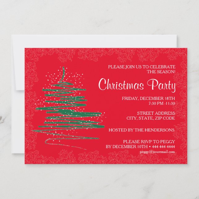 Invitación Navidades contemporáneos Fiesta Red 5x7 Papel (Anverso)