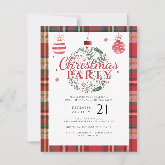 Invitación Navidades contratados Fiesta de oficina de vacacio (Anverso)