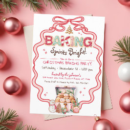 Invitación Navidades Cookie Baking Fiesta Coquette Pink Bow