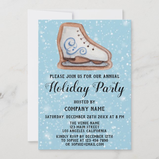 Invitación Navidades Cookie Company Holiday Party Blue Snow (Anverso)