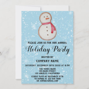 Invitación Navidades Cookie Company Holiday Party Blue Snow
