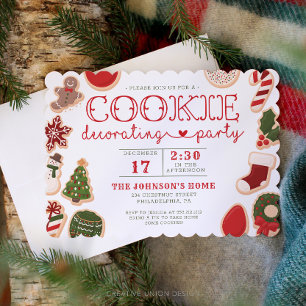 Invitación Navidades Cookie Decoran a Fiesta Cookie Fiesta