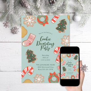 Invitación Navidades Cookie decoran fiesta navideña