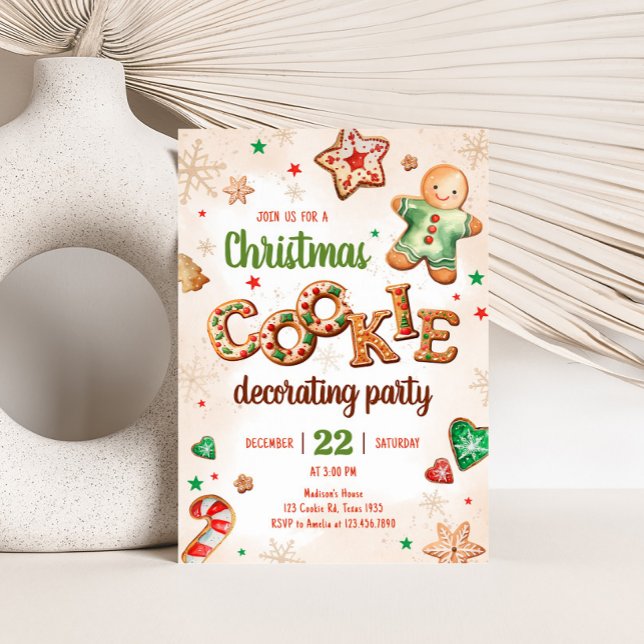 Invitación Navidades Cookie decorando a Navidades Fiesta (Cookie Decorating Christmas Party Invitation)