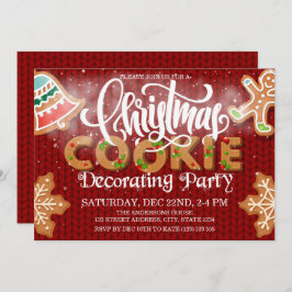 Invitación Navidades Cookie decorando el Fiesta rojo