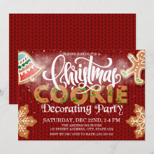 Invitación Navidades Cookie decorando el Fiesta rojo