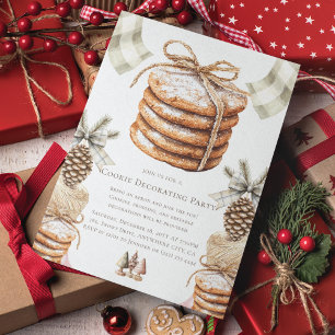 Invitación Navidades Cookie decorando Fiesta acuarela