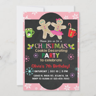 Invitación Navidades cookie decorando fiesta de cumpleaños.
