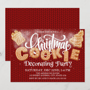 Invitación Navidades Cookie decorando Fiesta Elegante