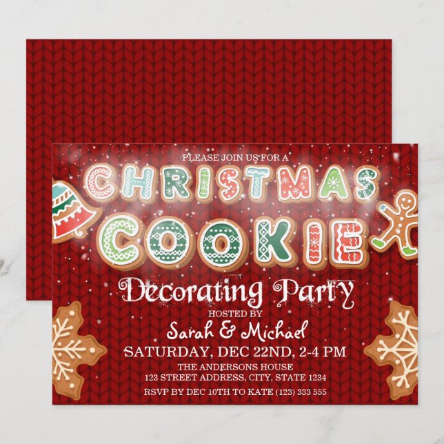 Invitación Navidades Cookie decorando Fiesta Personalizado (Anverso / Reverso)