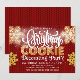 Invitación Navidades Cookie Decorando Fiesta Punto Rojo