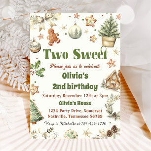 Invitación Navidades Cookie Dos Dulces Fiestas de Cumpleaños