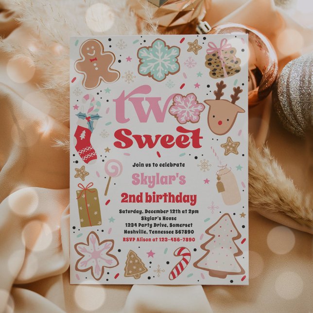Invitación Navidades Cookie Dos Dulces Fiestas de Cumpleaños (Subido por el creador)