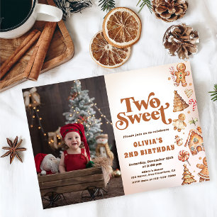 Invitación Navidades Cookie dos dulces fotos de cumpleaños