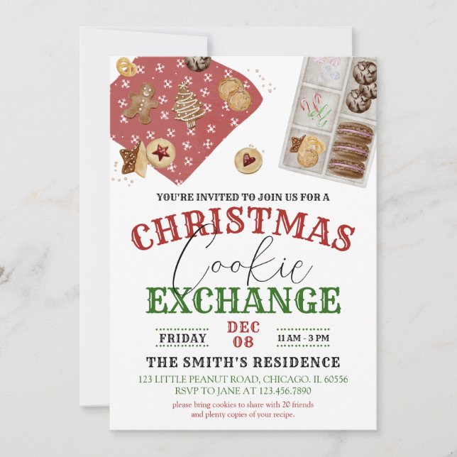 Invitación Navidades Cookie Exchange (Anverso)