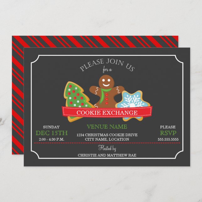 Invitación Navidades Cookie Exchange (Anverso / Reverso)