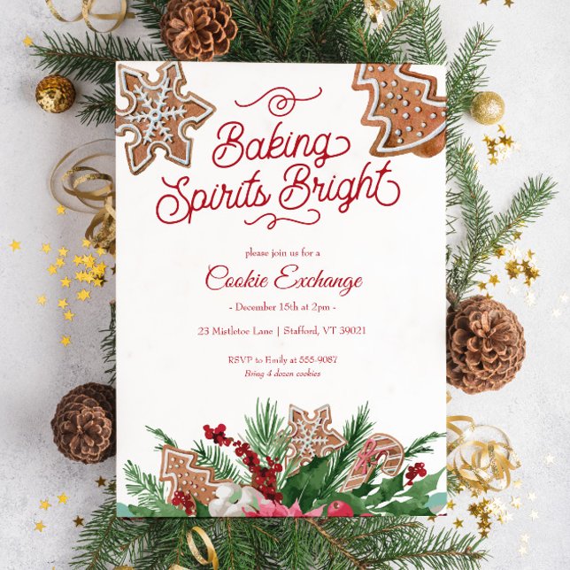 Invitación Navidades Cookie Exchange Baking Spirit Bright (Subido por el creador)