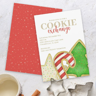 Invitación Navidades Cookie Exchange Cute Fiesta