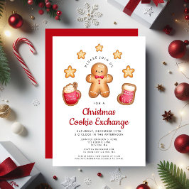 Invitación Navidades Cookie Exchange Cute Gingerbread Man